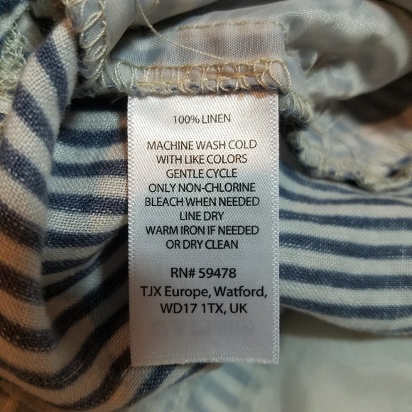Cynthia Rowley Linen Railroad Blue Striped Size 6 - Picture 4 of 4